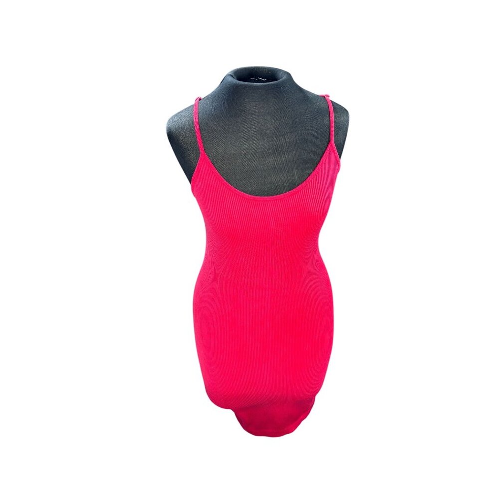 Forever 21 Ribbed Spaghetti Strap Bodycon Dress S Pink Made In China